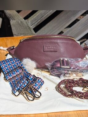 NWT Pom Pom London Bum Bag in Dark Burgundy